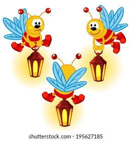 glowworm with lantern - vector illustration eps