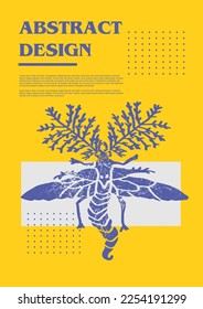 Glowworm. Vector poster with insects. Engraving illustrations and typography. Background images for cover, banner