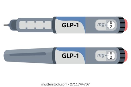 GLP 1 Injektionspen auf weißem Hintergrund