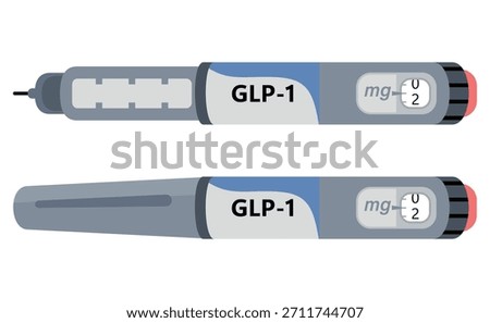 GLP 1 injection pen on white background