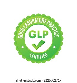 GLP - Signo certificado de buenas prácticas de laboratorio, etiqueta. Ilustración de material vectorial