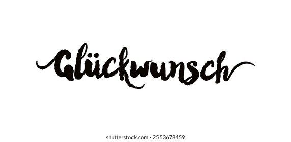 Gluckwunsch card. Hand drawn congratulations quote in German. Modern brush calligraphy. Isolated on white background