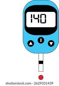 Glucómetro o medidor de glucosa en sangre doodle de Ilustración vectorial simple