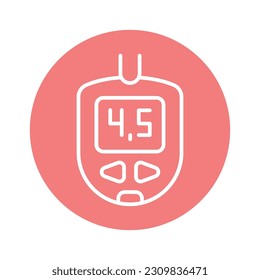 Icono de línea de color Glucómetro. Elemento vector aislado. Pictograma de esquema para página web, aplicación móvil, promoción