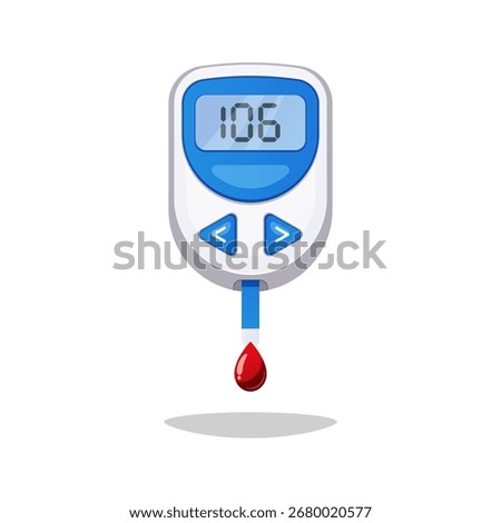 Glucometer device for blood sugar test vector isolated on white background