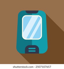 Dispositivo de glucómetro para medir el icono del nivel de azúcar en sangre en estilo plano sobre un fondo marrón