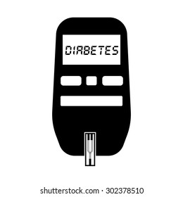 Glucometer for glucose and diabetes test black and white flat icon