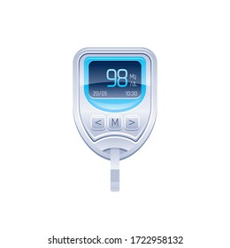 Icono de Glucómetro, ilustración del vector de la glucosa. Tercer dispositivo médico para el control de la diabetes. Símbolo de atención sanitaria aislado en fondo blanco