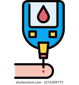 Glucometer Icon Lineal Color Vector Illustration