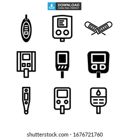 ilustración vectorial del símbolo de signos aislado del glucómetro o logotipo - Colección de iconos vectoriales de estilo negro de alta calidad
