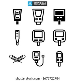 ilustración vectorial del símbolo de signos aislado del glucómetro o logotipo - Colección de iconos vectoriales de estilo negro de alta calidad
