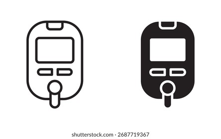Conjunto de ícone de glicosímetro, ícone de teste de glicose no sangue, ilustração vetorial .	