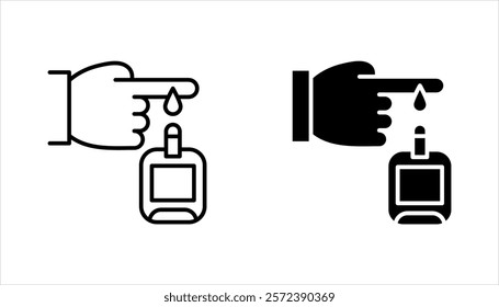 Glucometer icon set,  blood sugar monitoring system editable stroke, vector illustration on white background
