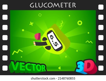 Glucometer isometric design icon. Vector web illustration. 3d colorful concept