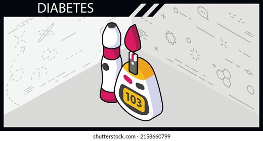 Glucometer lancet isometric design icon. Vector web illustration. 3d colorful concept