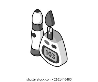 Glucometer lancet isometric design icon. Vector web illustration. 3d colorful concept