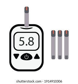 Glukometersatz - elektronisches Glukometer und Standardteststreifen. Testwerkzeug für Diabetiker. Medizinisches Gerät, mit dem Sie unabhängig den Blutzuckerspiegel bestimmen können.