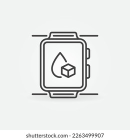 Glucometer in Smartwatch vector Blood Glucose Monitoring concept outline icon or symbol 