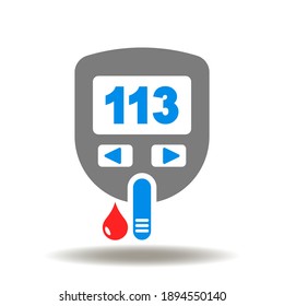 Icono del vector Glucómetro. Ilustración de prueba portátil de glucosa en sangre. Símbolo del medidor de control de la diabetes.