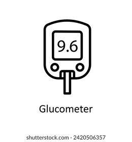 Ilustración del icono del esquema del vector del Glucómetro. Archivo EPS 10