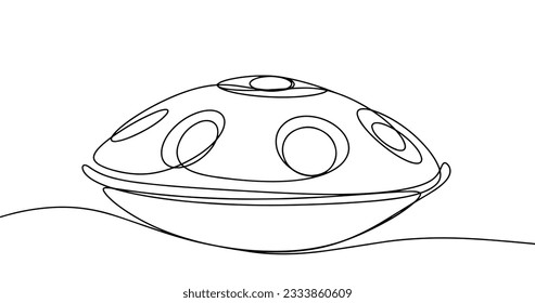 Glucophone. Percussion musical instrument. Petal drum. International Strange Music Day. One line drawing for different uses. Vector illustration.