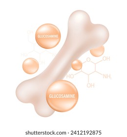 Glucosamine and Bone Health: A Vector Illustration Highlighting Joint Care and Supplement Benefits.