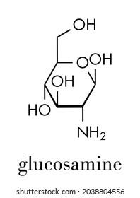 Glucosamine food supplement molecule. Skeletal formula.