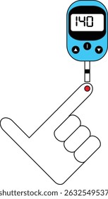 Glucose blood test simple vector icon doodle