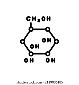 Icono de línea de color de fórmula glucosa. Elemento vector aislado. Pictograma de esquema para página web, aplicación móvil, promoción