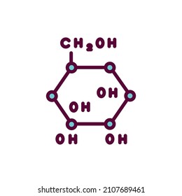 Icono de línea de fórmula glucosa. Elemento vector aislado.