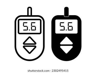 Glucose meter device icon. Glucometer sign for diabetics. Sugar level measurement check device. Diabetes testing meter vector symbol for apps and websites.