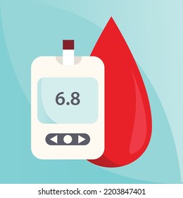Glucose meter and a drop of blood vector cartoon illustration graphic