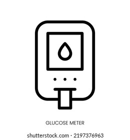 glucose meter icon. Line Art Style Design Isolated On White Background