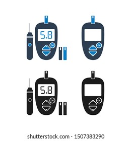 Glucose meter icon set. Flat style vector EPS.