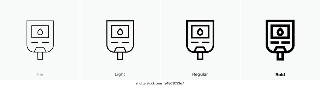 icono del glucómetro. Diseño de estilo fino, ligero, regular y audaz aislado sobre fondo blanco