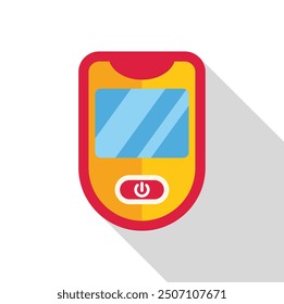 Glucose meter with power button, displaying blood sugar level for diabetes control