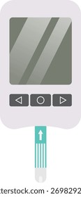Ilustración plana de prueba de medidor de glucosa. Elemento de diseño de icono limpio sobre fondo blanco aislado