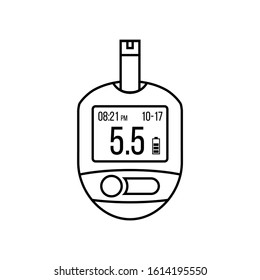 Glucose meter vector illustration. Diabetes blood glucose test. Electronic device glucometer. Isolated on white background.