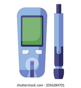 Glucose meter vector illustration. Diabetes blood glucose test. Modern electronic icon in a flat style isolated on a white background. Vector illustration