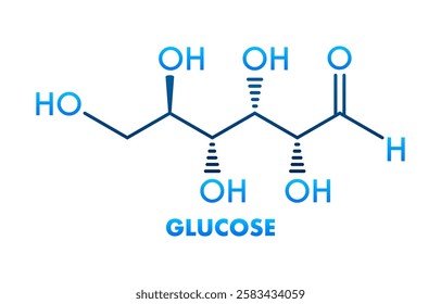 Glucose Molecular Structure with Chemical Formula Showing Atoms and Bonds