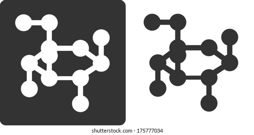 Glucose Sugar Molecule, Flat Icon Style. Stylized Rendering Of A Beta-D-glucose Molecule. Carbon And Oxygen Atoms Shown As Circles, Hydrogen Atoms Omitted For Clarity.