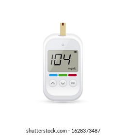 Glucose Sugar Test Icon. Glucometer Vector Blood Monitor. Diabetes Sugar Meter Insulin Control Device.