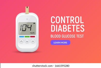 Glucose Sugar Test Icon. Glucometer Vector Blood Monitor. Diabetes Sugar Meter Insulin Control Device