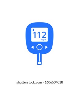 Glucose test, glucometer icon on white