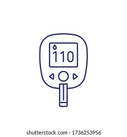 Prueba de glucosa, glucómetro icono en blanco