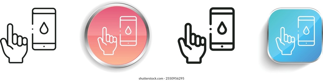 ícone do glucosemeter. Design fino, linear, regular e estilo botão isolado no fundo branco