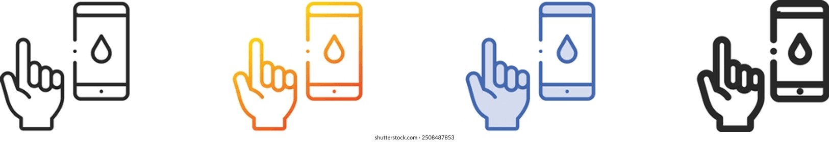 glucosemeter icon.Thin Linear, Gradient, Blue Stroke and bold Style Design Isolated On White Background