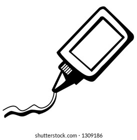 glue applicator bottle illustration in black and white