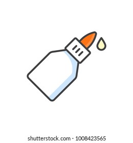 Glue bottle flat line colored icon.