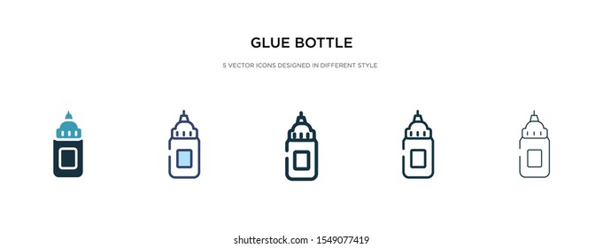 glue bottle icon in different style vector illustration. two colored and black glue bottle vector icons designed in filled, outline, line and stroke style can be used for web, mobile, ui